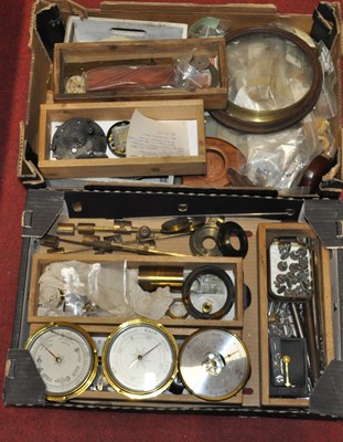 Lot 2082 - Four boxes of assorted barometer parts and...