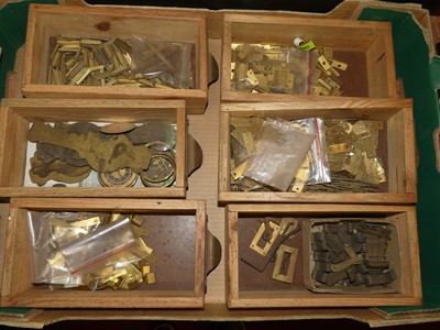 Lot 2098 - Assorted brass barometer components to include...