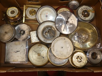 Lot 2099 - Various aneroid barometers, some dials, etc