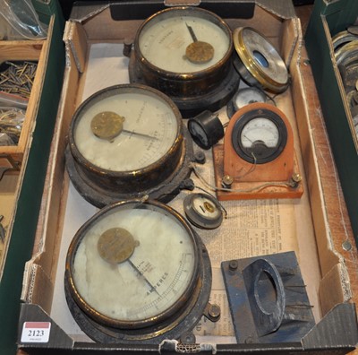 Lot 2123 - Three various vintage amp meters, and a small...