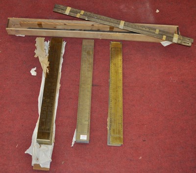 Lot 2147 - A collection of large brass thermometer scales,...