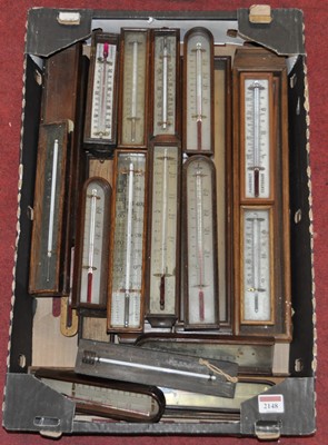 Lot 2148 - A collection of wall thermometers, largely in...