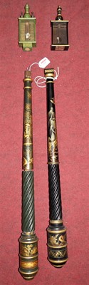 Lot 2165 - A chinoiserie green lacquered pillar barometer...
