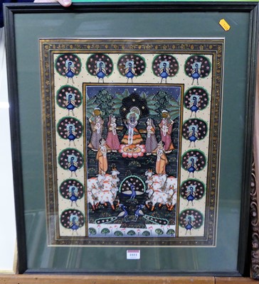 Lot 1011 - Indian school - Ceremonial scene, gouache on...