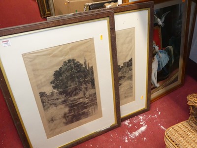 Lot 1080 - After R. Halfnight - pair of monochrome...