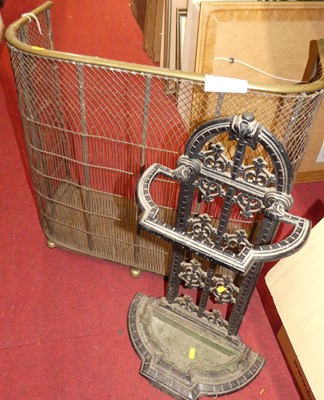 Lot 1090 - A Victorian brass and wirework sparkguard,...
