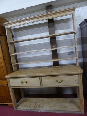 Lot 1163 - A Victorian pine round cornered dresser,...