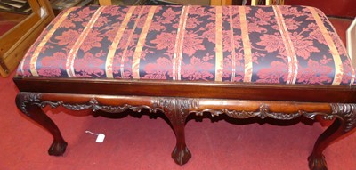 Lot 1270 - A contemporary mahogany striped floral silk...
