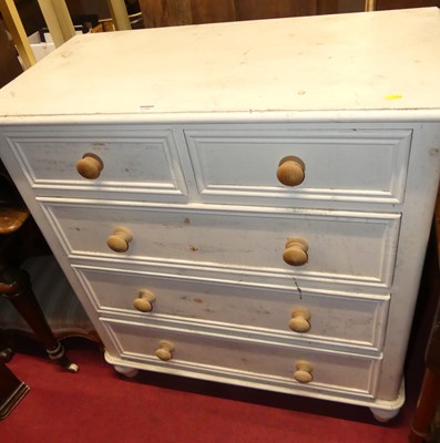 Lot 1294 - A modern pine white painted round cornered...
