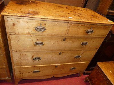 Lot 1329 - A Victorian pine squarefront chest of two...