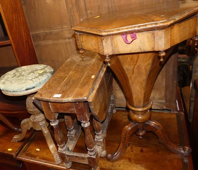 Lot 1331 - A Victorian figured walnut octagonal hinge...