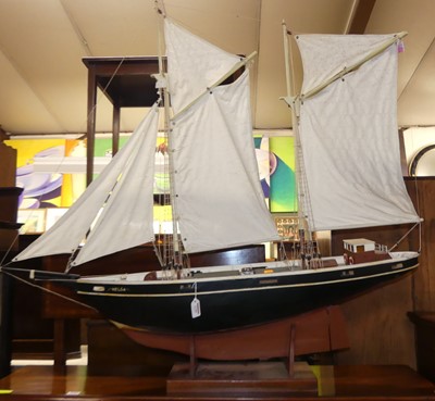 Lot 1346 - A painted scratch-built model sailing vessel...