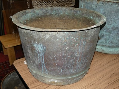 Lot 1403 - A circa 1900 riveted copper circular log...