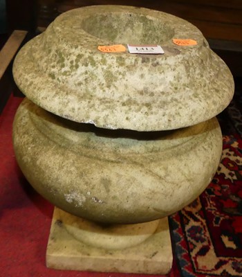 Lot 1413 - A Victorian turned white marble pedestal squat...