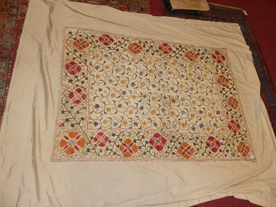 Lot 1432 - A needlework embroidered throw