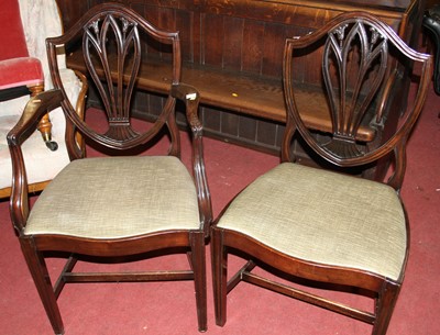 Lot 1446 - A set of six mahogany Heppelwhite style dining...
