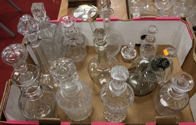 Lot 741 - A collection of glass decanters, to include an...