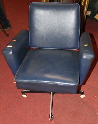 Lot 1481 - A 1960s aluminum framed and blue leather...