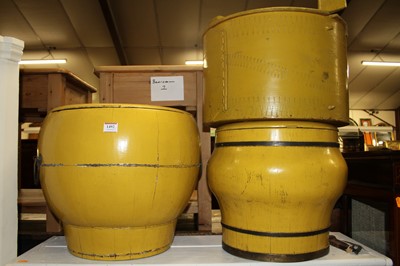 Lot 1492 - Three various Oriental yellow painted boxes...