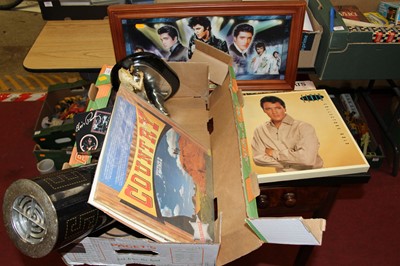 Lot 1501 - A tray of Elvis related memorabilia, to...