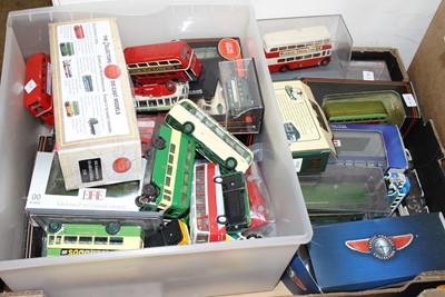 Lot 1502 - A box of mixed scale public transport buses,...