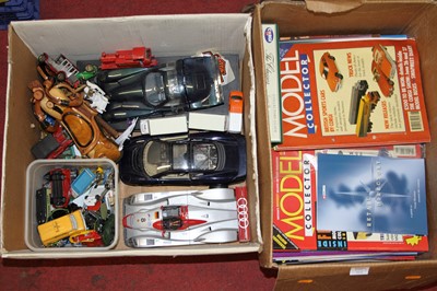 Lot 1515 - Two boxes of mixed diecast and model related...