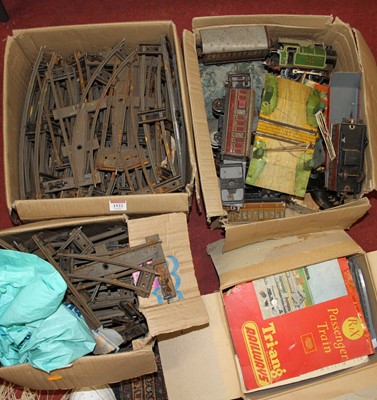 Lot 1522 - Four boxes of heavily used Hornby 0 and 00...