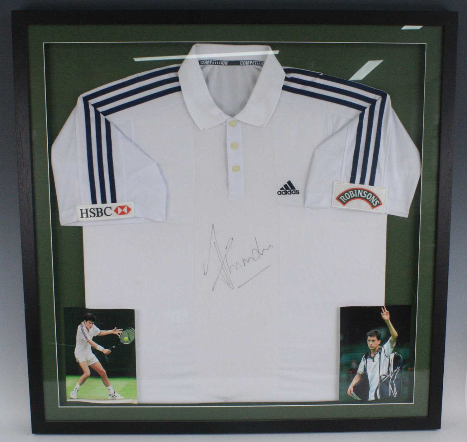 Lot 597 - A Tin Henman autographed shirt, in a glazed...