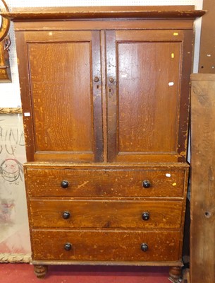Lot 1160 - A Victorian scrumble finished pine linen...