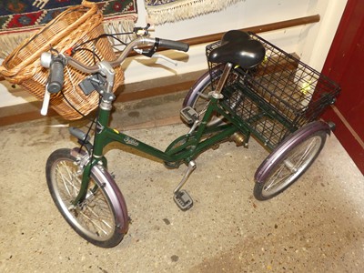 Lot 1184 - A Pashley tricycle, with front wicker basket...