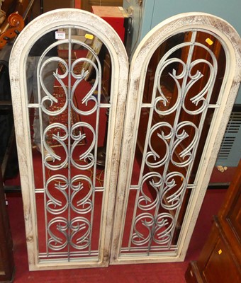 Lot 1202 - A pair of contemporary lime-washed pine French...