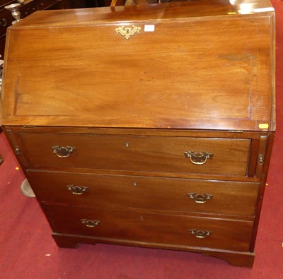 Lot 1210 - An Edwardian mahogany and chequer strung three...