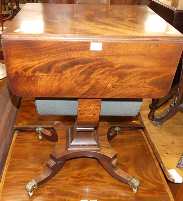 Lot 1211 - A William IV mahogany round cornered dropflap...
