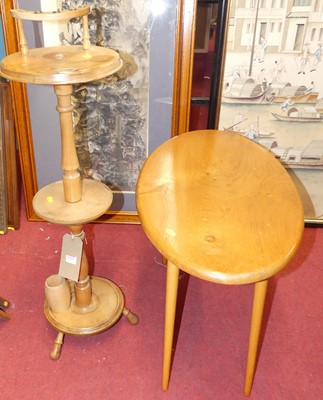 Lot 1215 - A turned fruitwood sewing stand, together with...