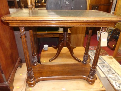Lot 1234 - A Victorian oak round cornered gilt tooled...