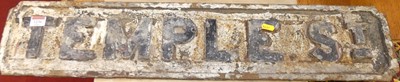 Lot 1236 - A painted cast iron street sign for Temple St...