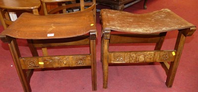 Lot 1284 - A pair of Continental relief carved walnut...