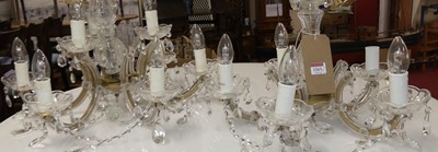 Lot 1263 - Two moulded crystal glass hanging electroliers