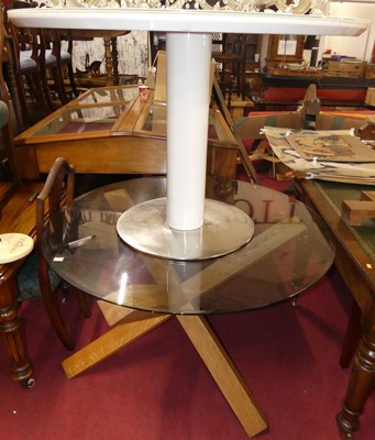 Lot 1265 - Two contemporary circular breakfast tables,...