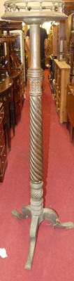 Lot 1296 - A turned and stained hardwood plant stand,...