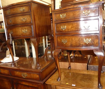 Lot 1318 - A pair of mid-20th century figured walnut and...