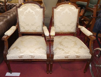 Lot 1333 - A pair of French Louis XVI style carved beech...