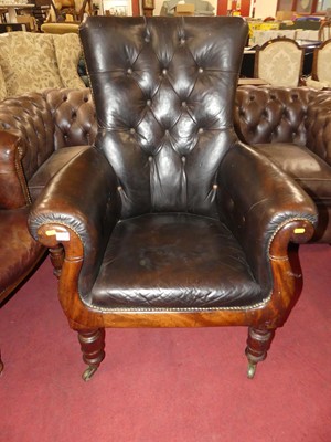 Lot 1345 - An early Victorian mahogany framed, leather...