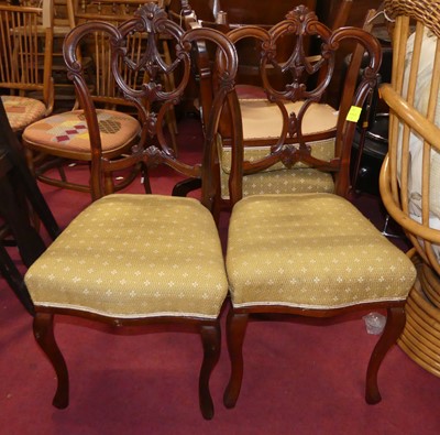 Lot 1347 - A set of four late Victorian walnut salon side...