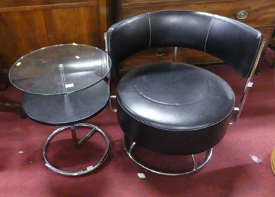 Lot 1349 - A contemporary chromed tubular metal and black...