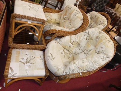 Lot 1350 - A contemporary wicker conservatory suite,...
