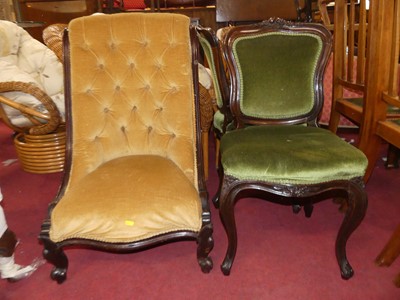 Lot 1355 - A mid-Victorian mahogany framed and mustard...