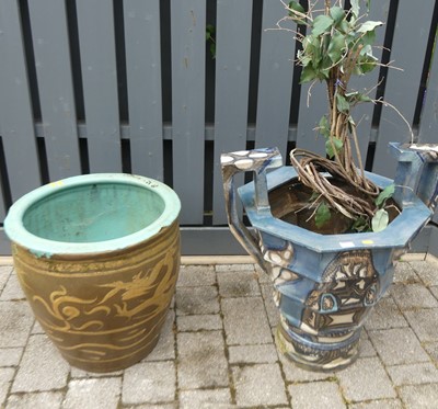 Lot 1409 - A contemporary abstract decorated terracotta...