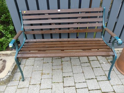 Lot 1415 - A painted scroll wrought iron ended and...