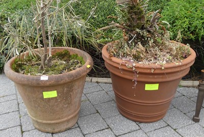 Lot 1418 - Two cylindrical tapering terracotta plant pots